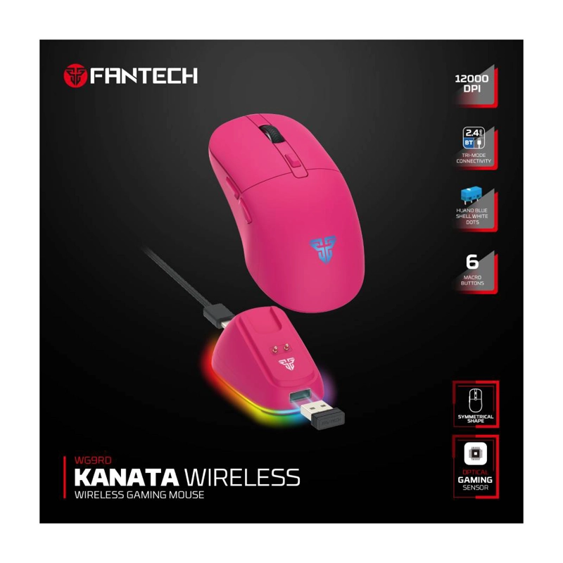 MOUSE INALAMBRICO FANTECH WG9RD KANATA 12.000 DPI ROSIE PINK - 6