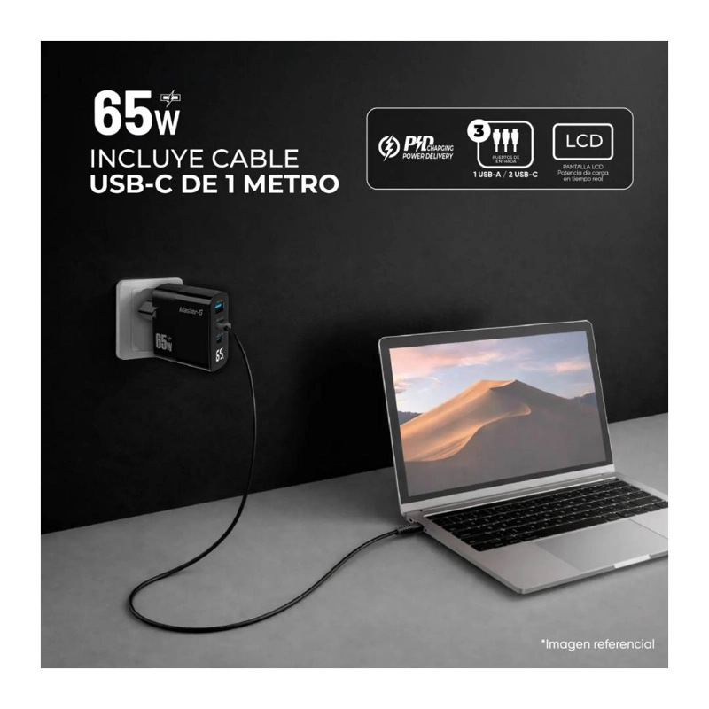 CARGADOR PORTATIL MASTER-G CARGA RAPIDA 65W + CABLE USB-C - 3