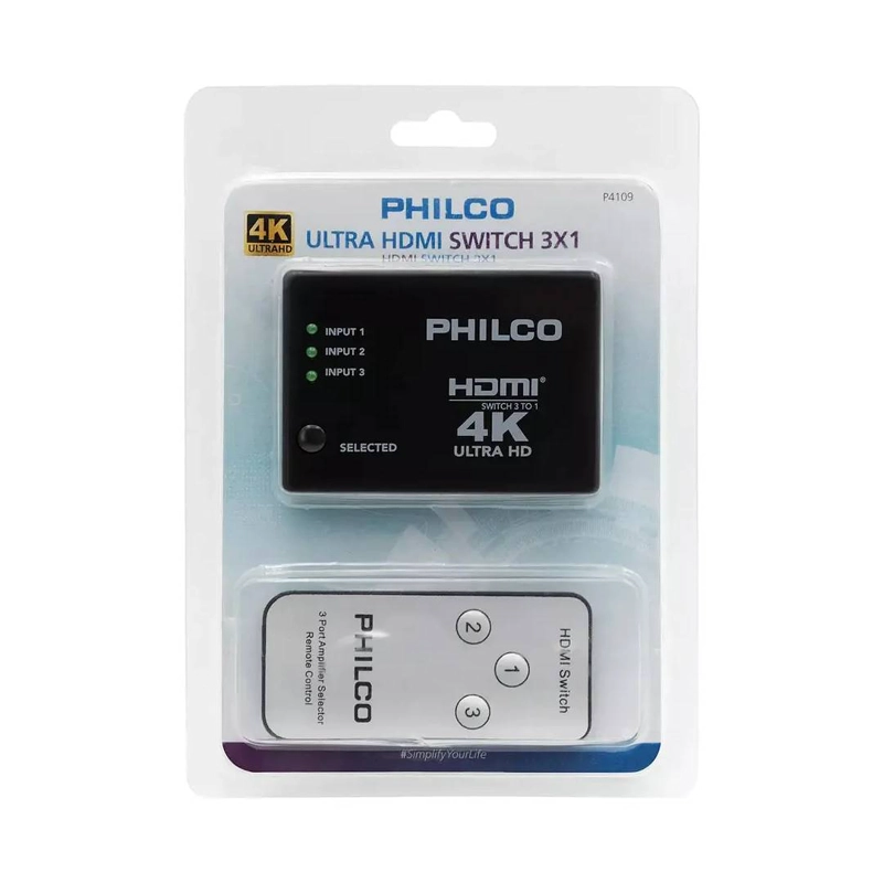 SWITCH ADAPTADOR HDMI PHILCO 3X1 CON CONTROL REMOTO - 3