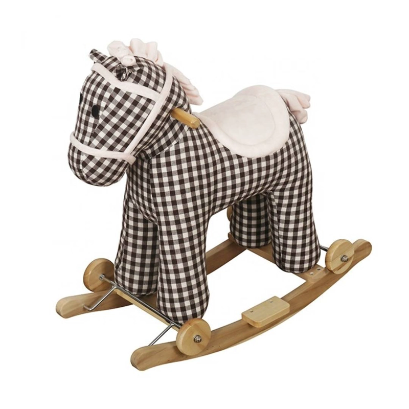 CABALLO MECEDORA DE PELUCHE Y MADERA PARA BEBE S - 1