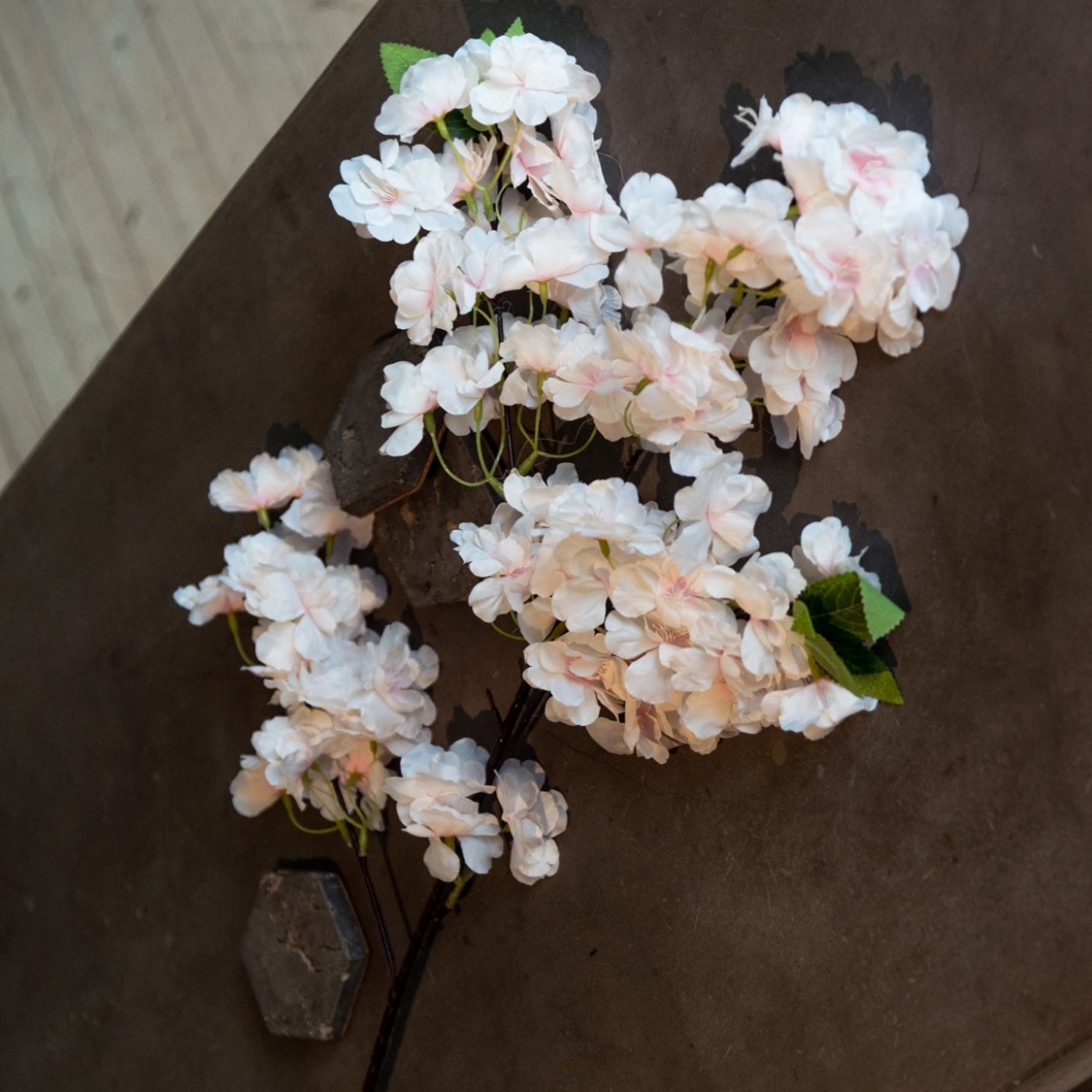 CEREZO EN FLOR ROSADO CLARO, RAMA DECORATIVA DE 100 CM