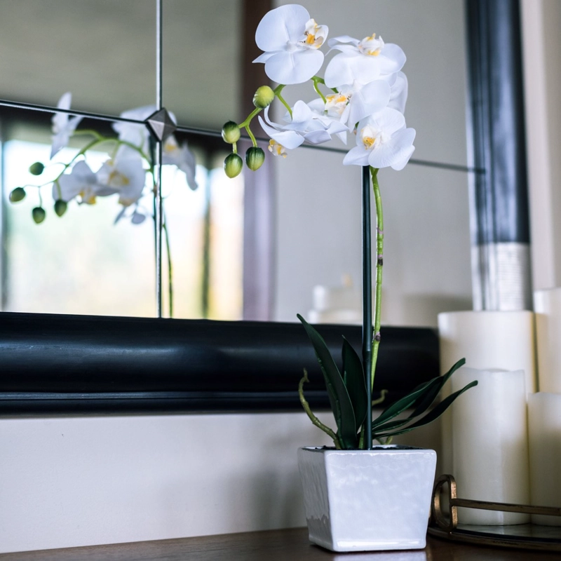 ORQUÍDEA BLANCA 51 CM EN MACETERO - 1
