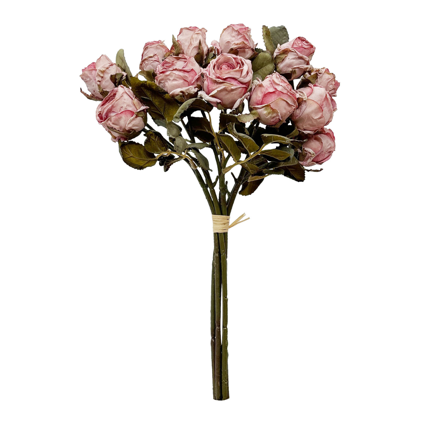 RAMO DE ROSAS ENVEJECIDAS COLOR ROSADO ARTIFICIALES DE 33 CM - 1