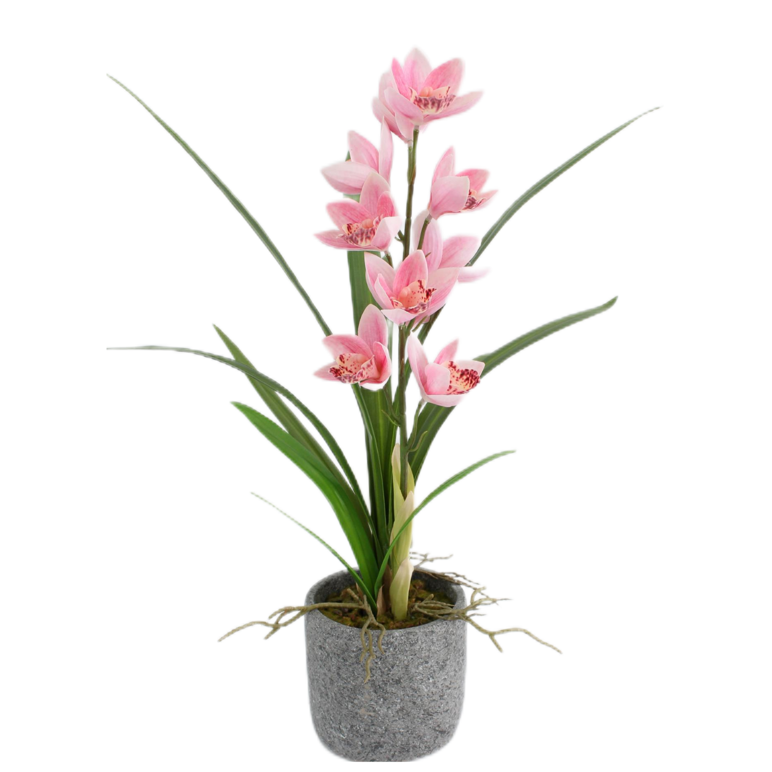 PLANTA ORQUÍDEAS SALVAJES NARANJAS ARTIFICIAL ES DE 56 CM EN MACETERO - 1