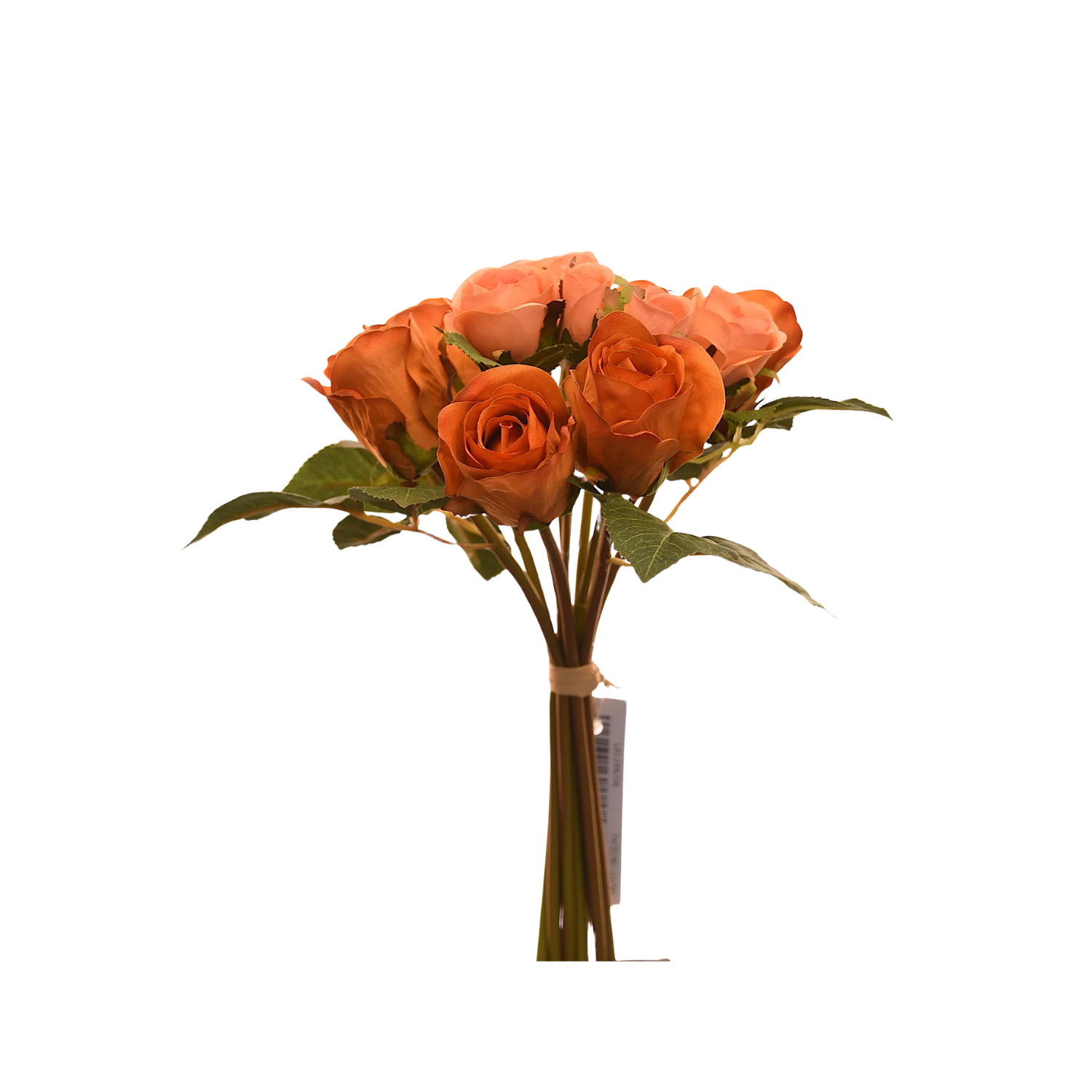RAMO DE 12 ROSAS NARANJO ARTIFICIALES DE 27 CM - 1