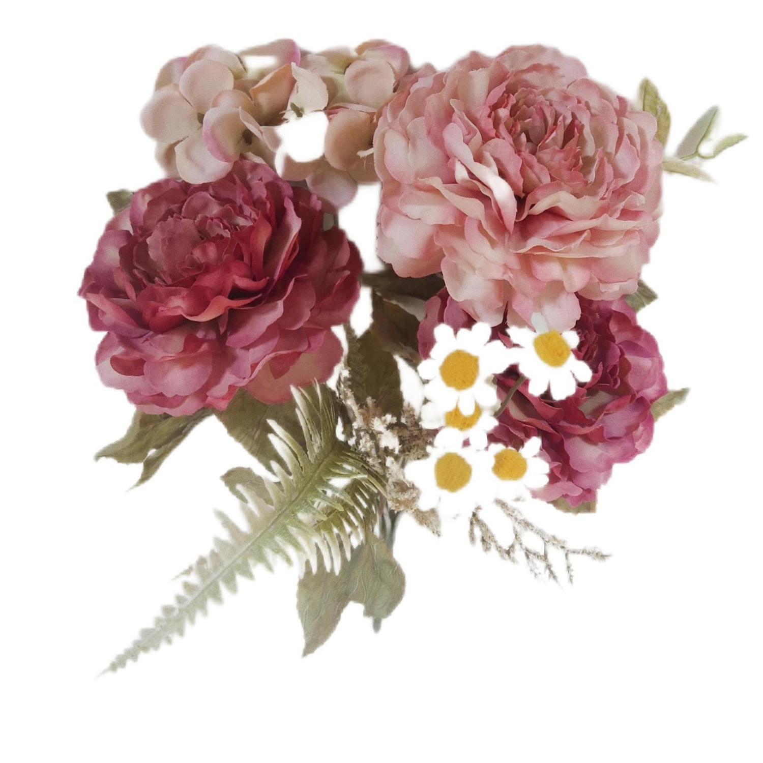 RAMO DE FLORES ENVEJECIDOS COLOR ROSADO ARTIFICIALES DE 30 CM - 1