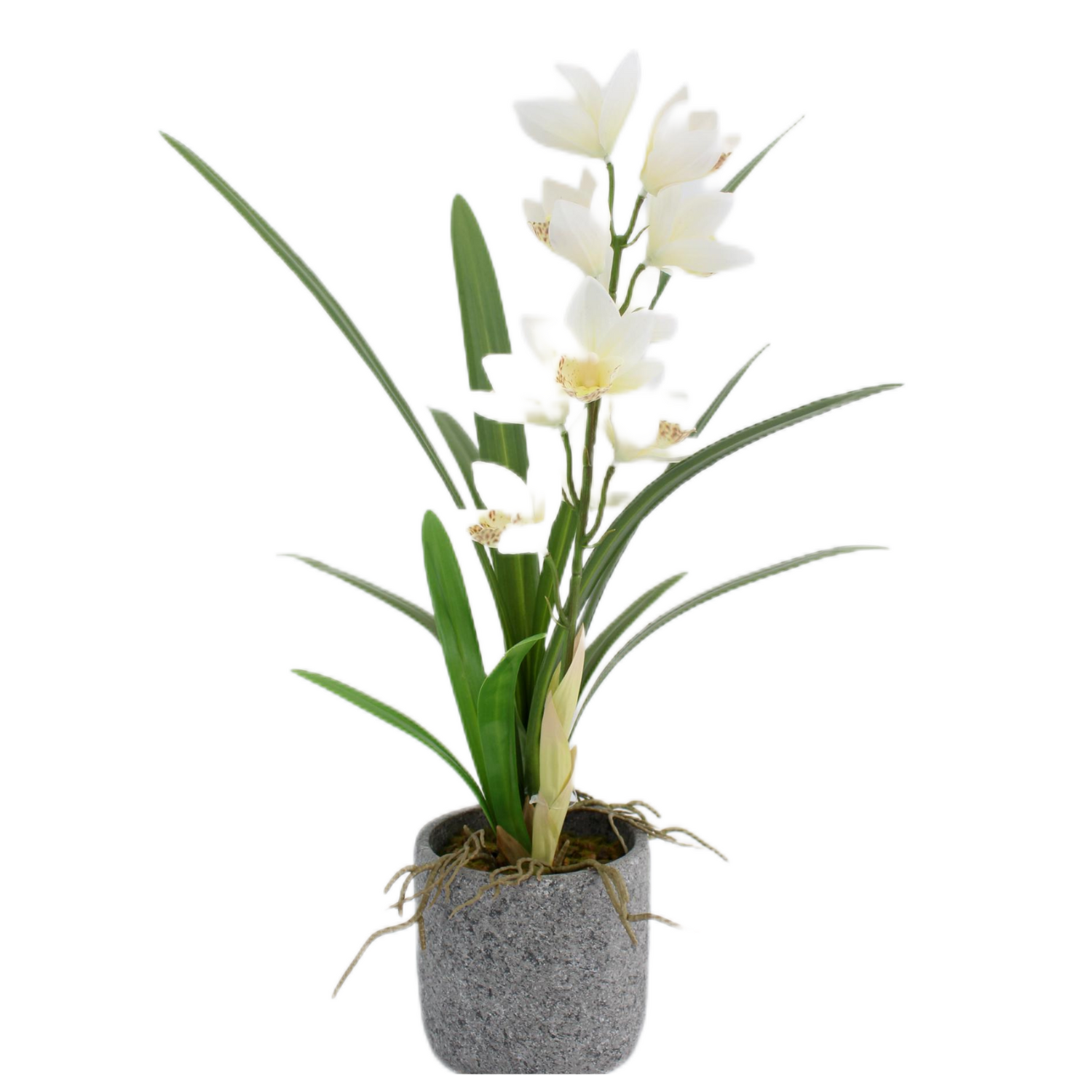 PLANTA DE ORQUÍDEAS SALVAJES  BLANCAS ARTIFICIAL ES DE 56 CM EN MACETERO - 1
