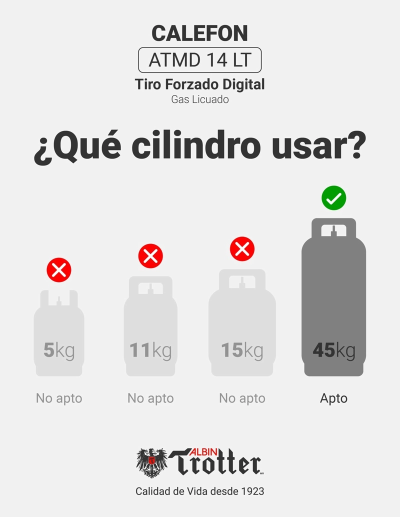 CALEFONT A GAS NATURAL 14 L ALBIN TROTTER TIRO FORZADO DIGITAL - 3