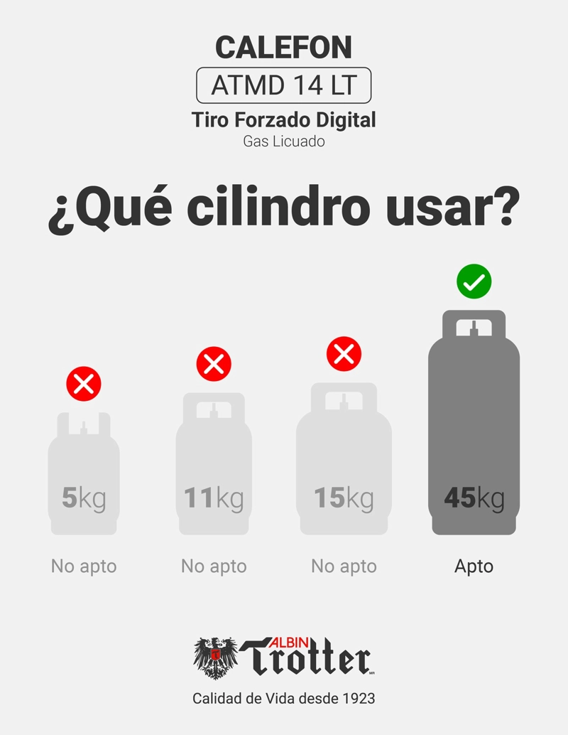CALEFONT A GAS NATURAL 14 L ALBIN TROTTER TIRO FORZADO DIGITAL - 4