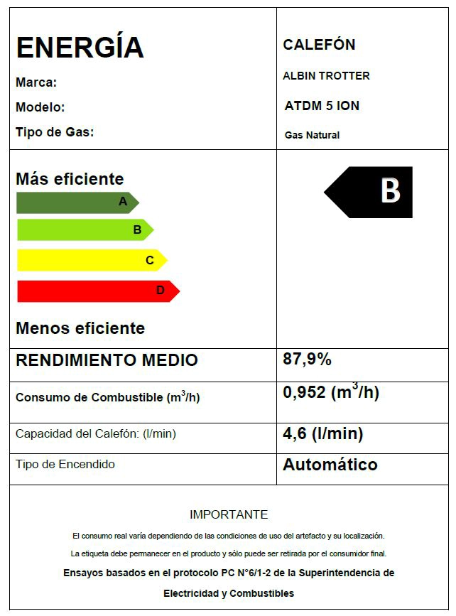CALEFONT A GAS NATURAL 5 L ALBIN TROTTER TIRO NATURAL - 7