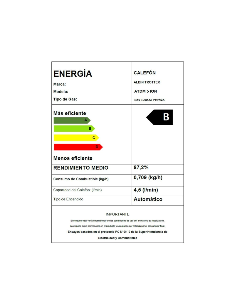 CALEFONT A GAS LICUADO 5 L ALBIN TROTTER TIRO NATURAL - 5