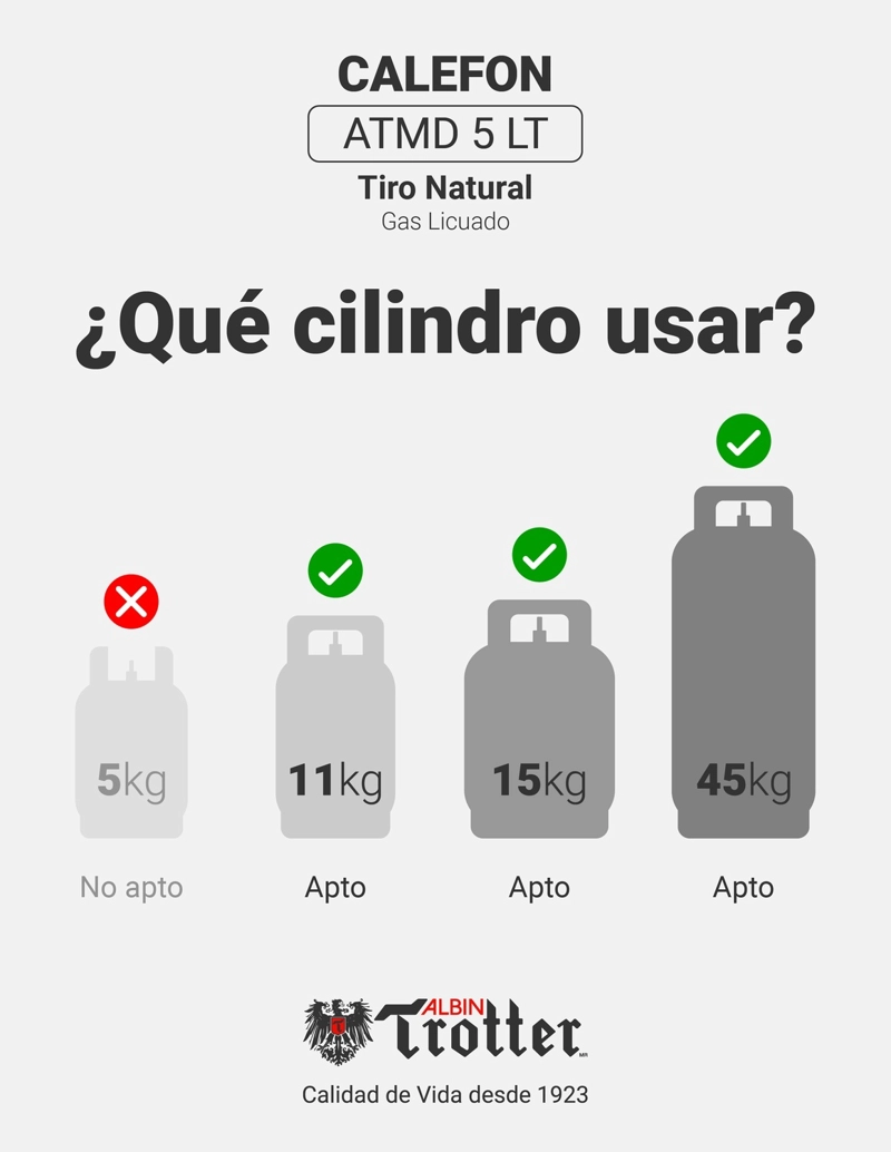 CALEFONT A GAS LICUADO 5 L ALBIN TROTTER TIRO NATURAL - 3
