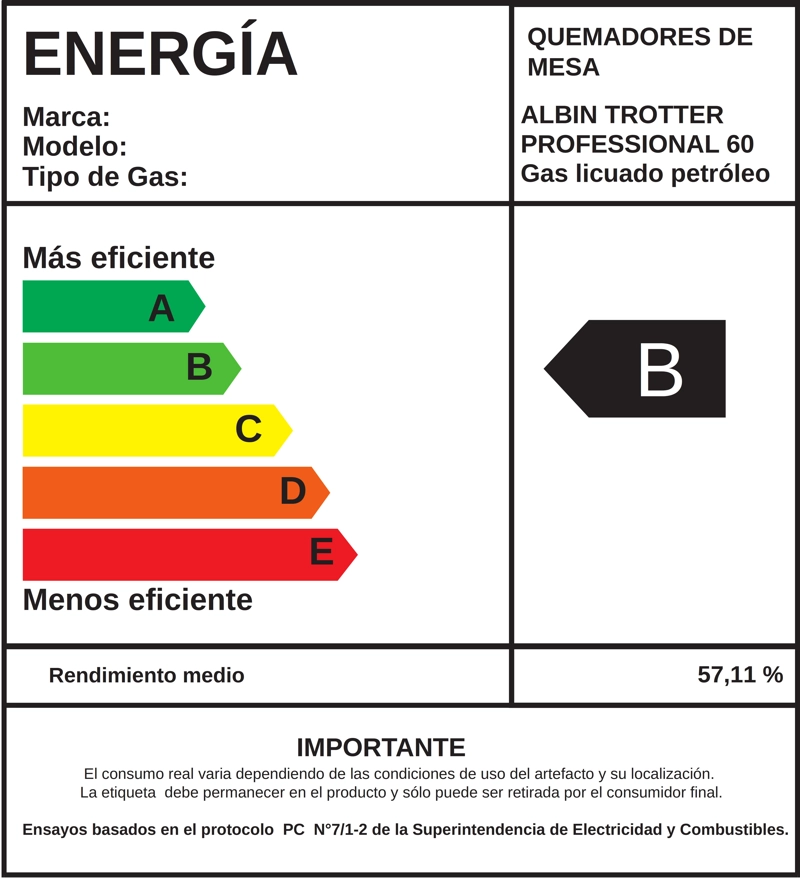 ENCIMERA GAS LICUADO ALBIN TROTTER PROFESSIONAL 60 4 PLATOS - 2