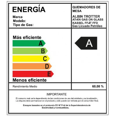 ENCIMERA GAS LICUADO ALBIN TROTTER 4 PLATOS AT-XN GAS ON GLASS KASSEL FF-IT FFD - 4
