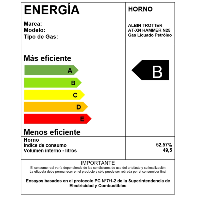 HORNO GAS LICUADO EMPOTRABLE ALBIN TROTTER HAMMER N25 - 8
