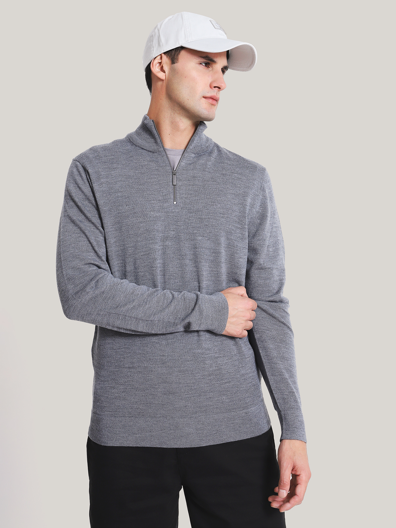 SWEATER CON CIERRE MERINO QUARTER - 1