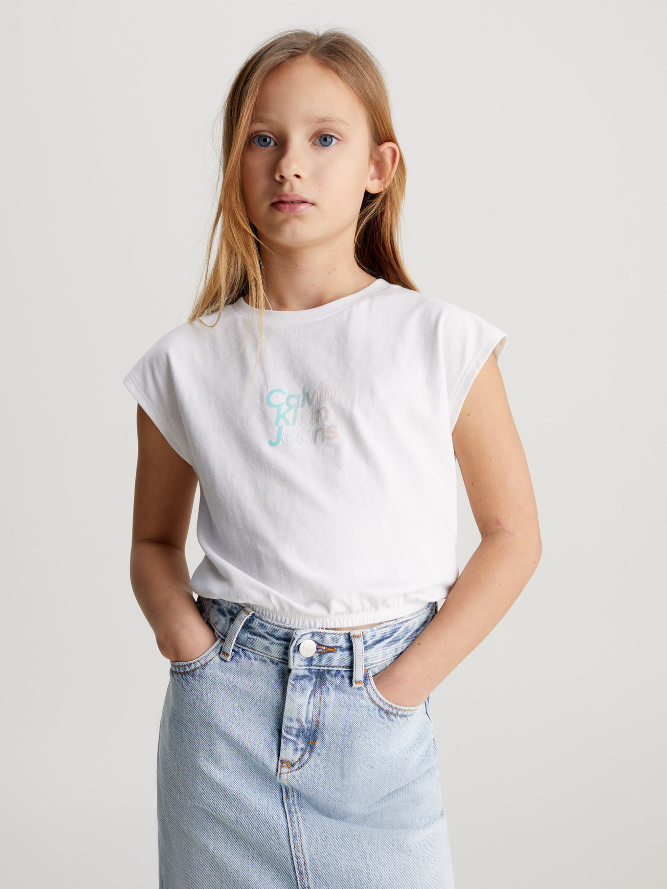 POLERA ALGODÓN NIÑA CALVIN KLEIN GRADIENT FLOCK - 1