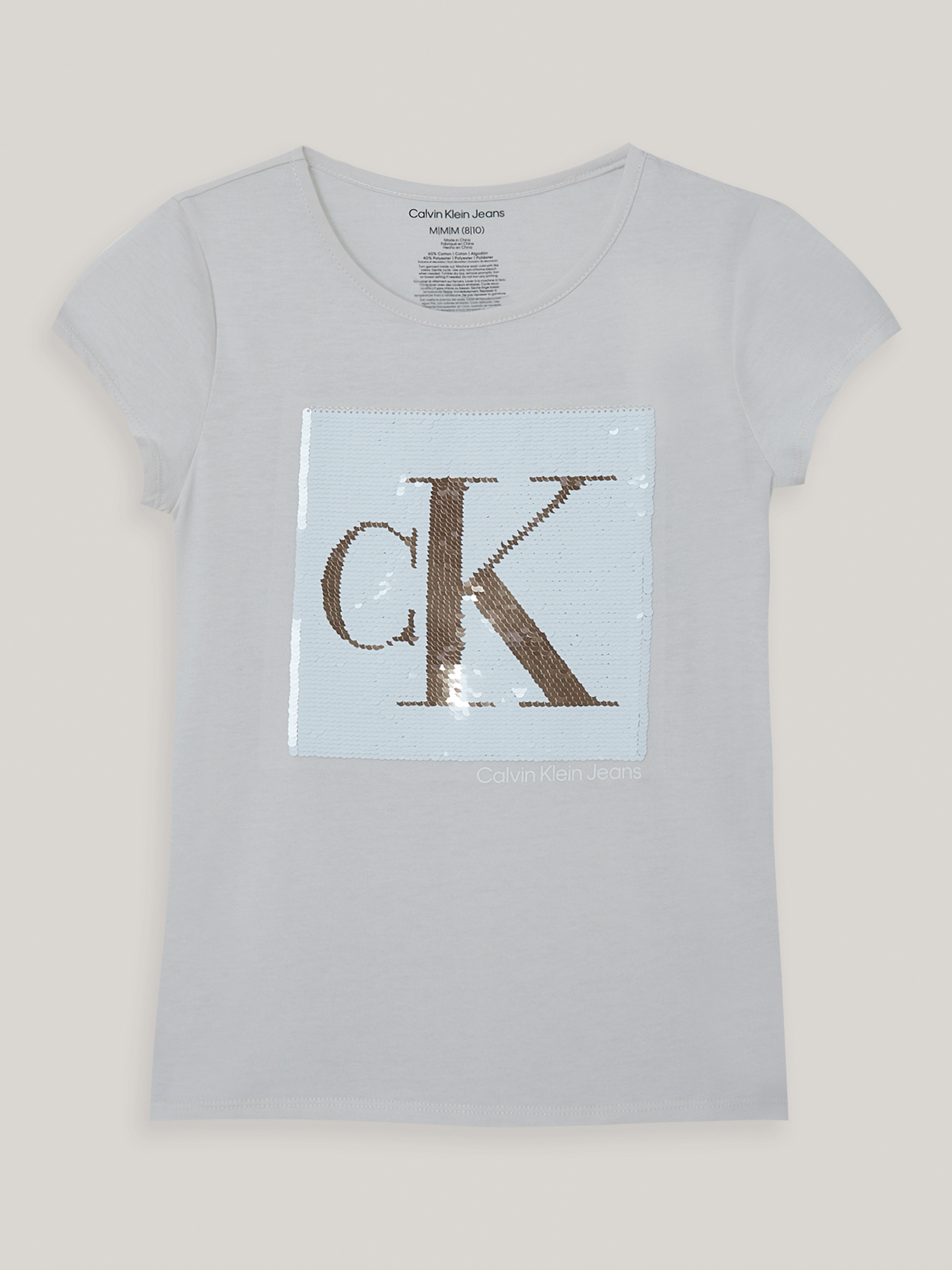 POLERA ALGODÓN NIÑA CALVIN KLEIN MONOGRAM SEQUIN - 1
