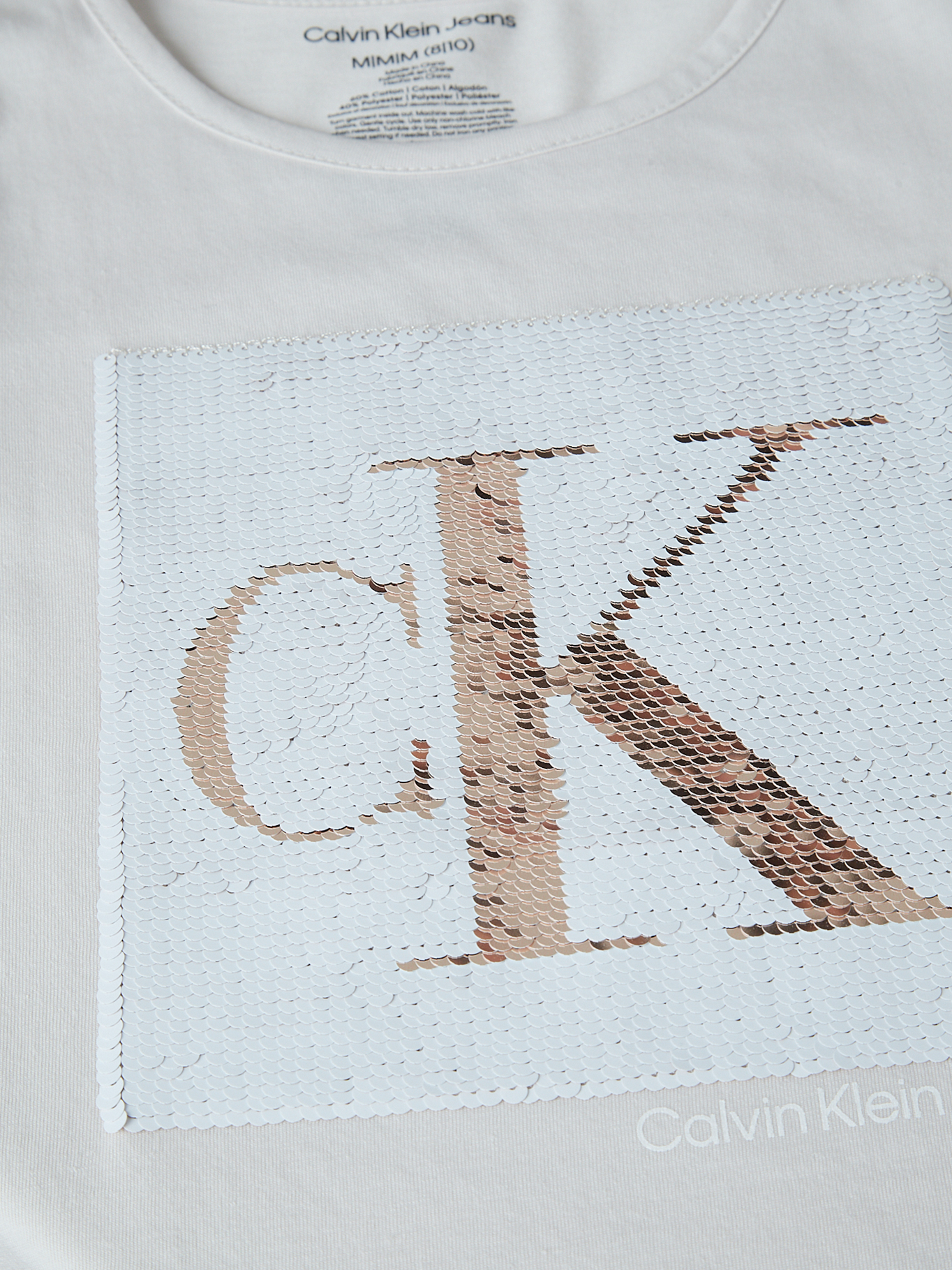 POLERA ALGODÓN NIÑA CALVIN KLEIN MONOGRAM SEQUIN - 3