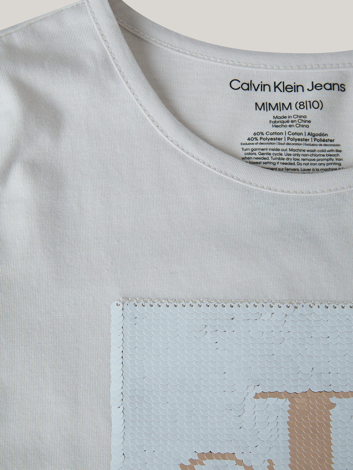 POLERA ALGODÓN NIÑA CALVIN KLEIN MONOGRAM SEQUIN - 4