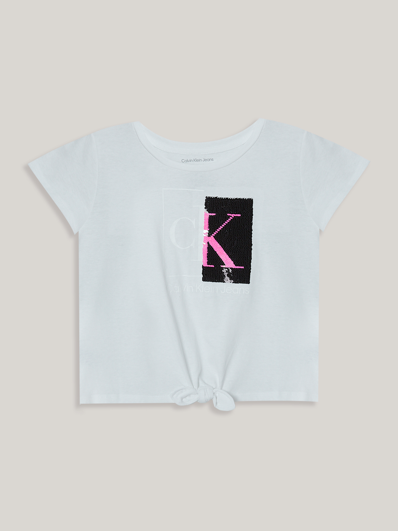 POLERA ALGODÓN NIÑA CALVIN KLEIN SPLIT MONOGRAM SEQUIN - 1