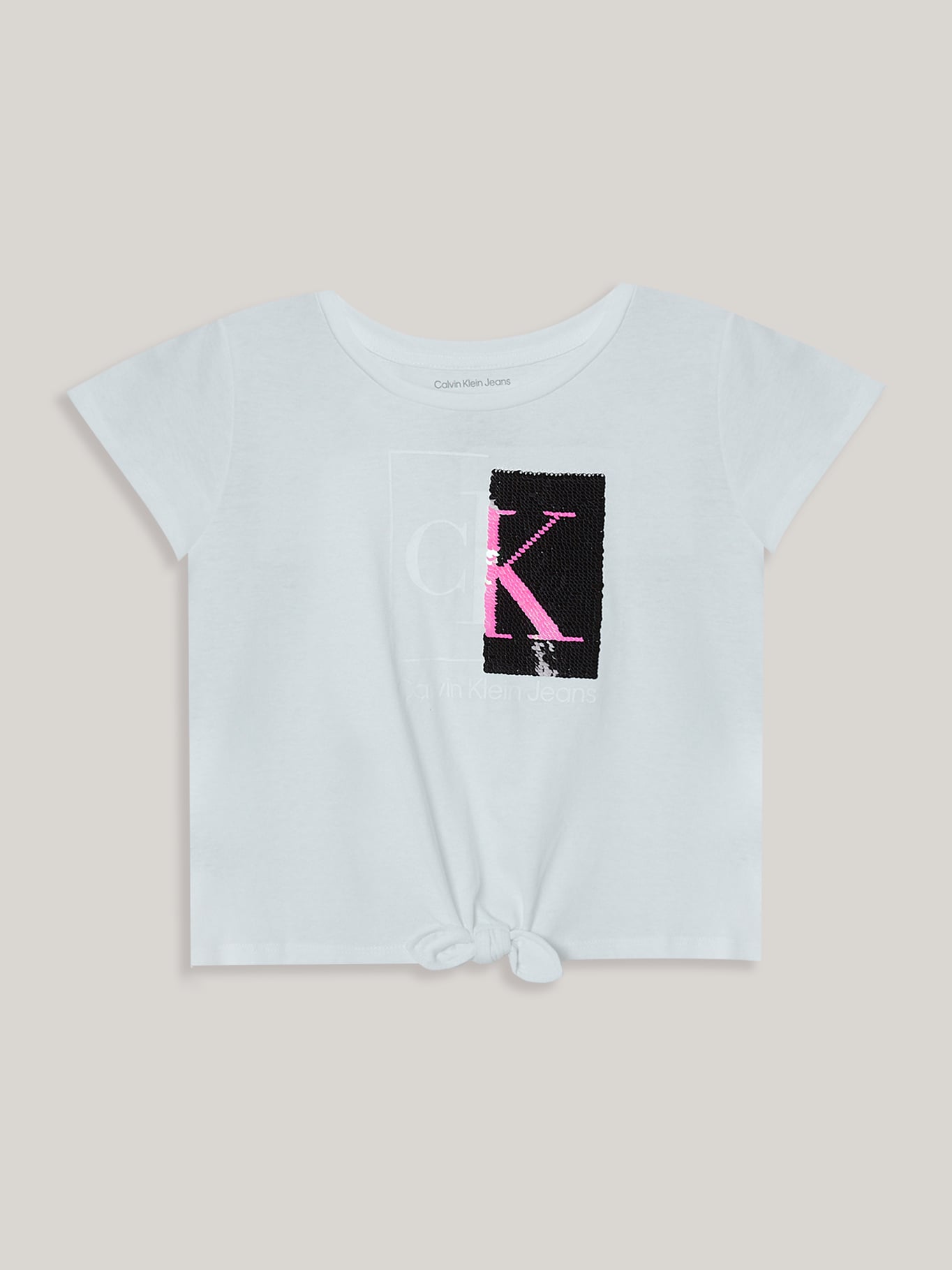 POLERA ALGODÓN NIÑA CALVIN KLEIN SPLIT MONOGRAM SEQUIN - 1