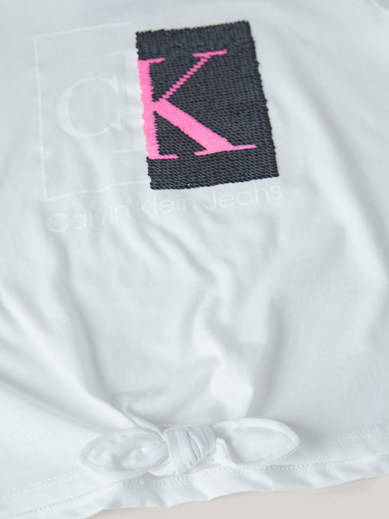 POLERA ALGODÓN NIÑA CALVIN KLEIN SPLIT MONOGRAM SEQUIN - 3