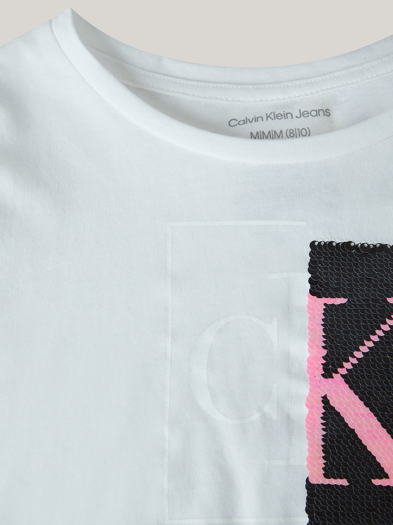 POLERA ALGODÓN NIÑA CALVIN KLEIN SPLIT MONOGRAM SEQUIN - 4