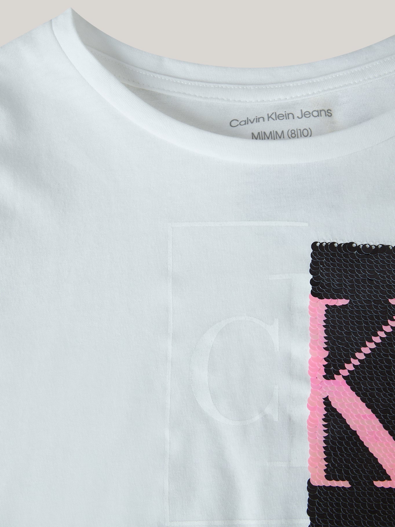 POLERA ALGODÓN NIÑA CALVIN KLEIN SPLIT MONOGRAM SEQUIN - 4