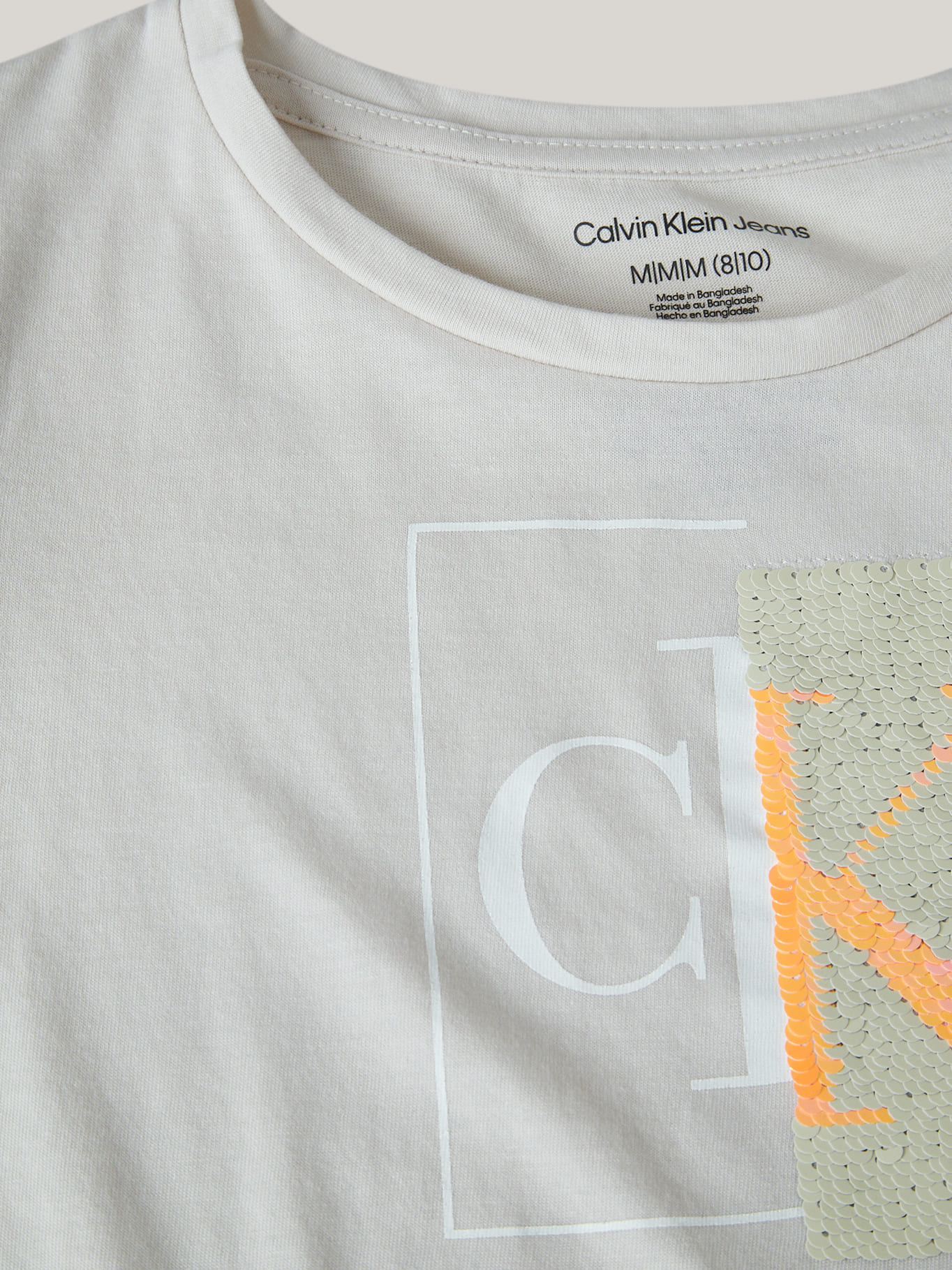 POLERA ALGODÓN NIÑA CALVIN KLEIN SPLIT MONOGRAM SEQUIN - 4
