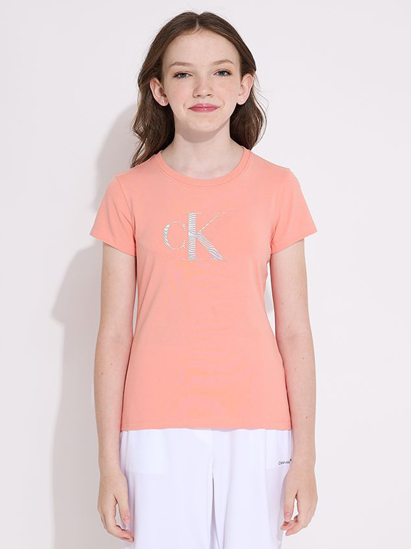 POLERA ALGODÓN NIÑA CALVIN KLEIN IRIDESCENT CK SLIM - 1