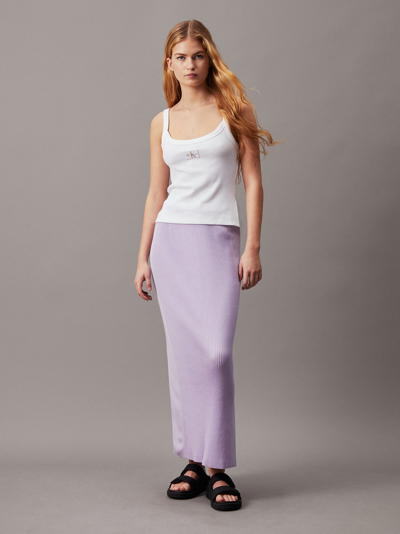 FALDA MUJER CALVIN KLEIN MORADO WOVEN LABEL - 1