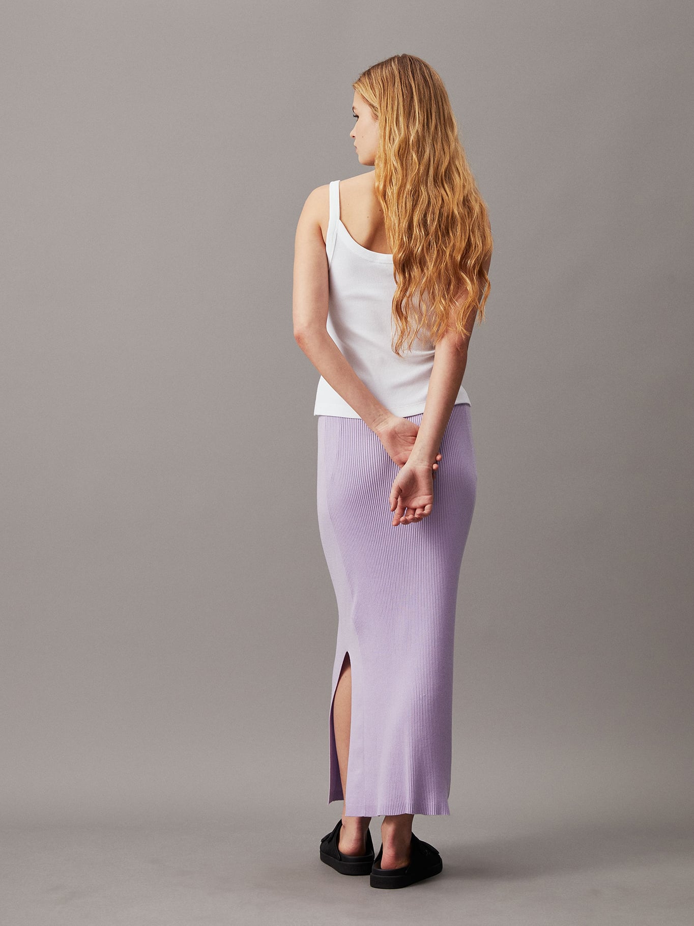 FALDA MUJER CALVIN KLEIN MORADO WOVEN LABEL - 2
