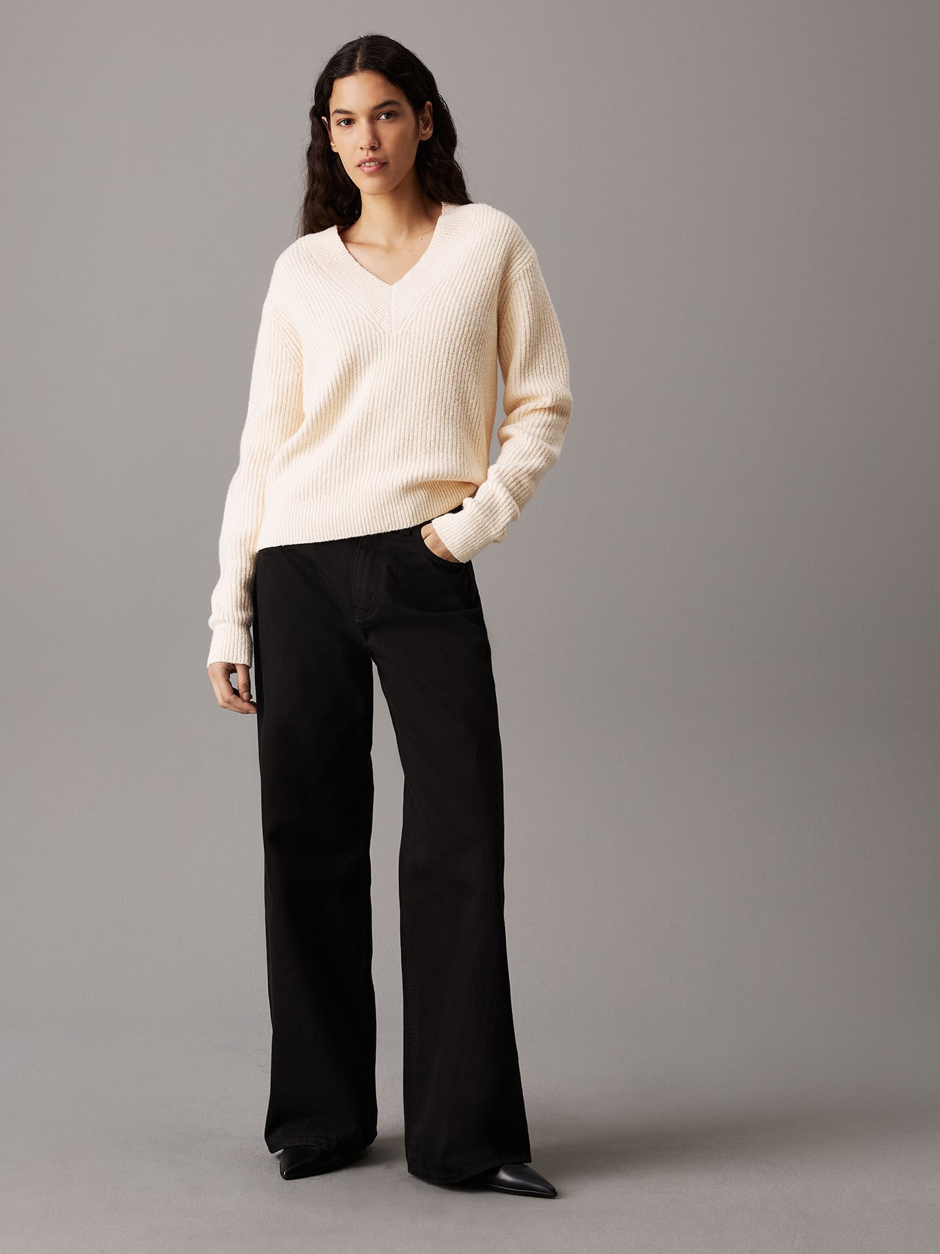 SWEATER BOUCLE V NECK RELAXED - 2
