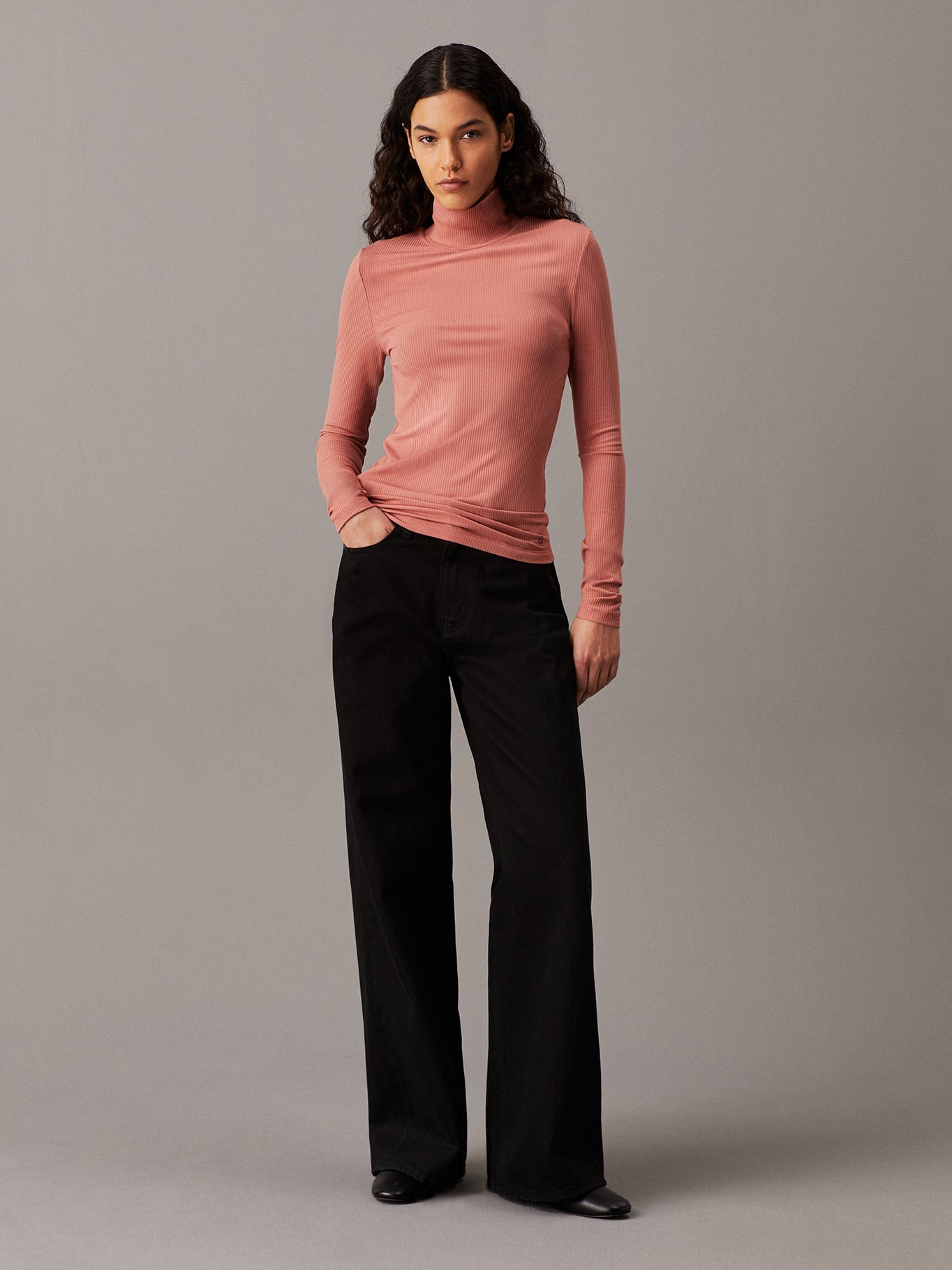 SWEATER MODAL RIB MOCK NECK - 2