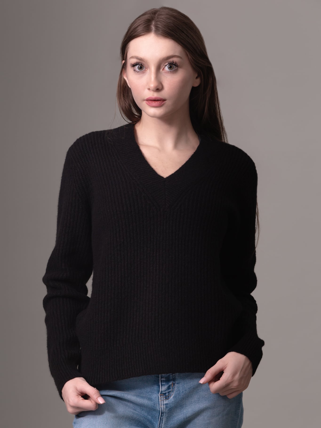 SWEATER BOUCLE V NECK RELAXED - 1
