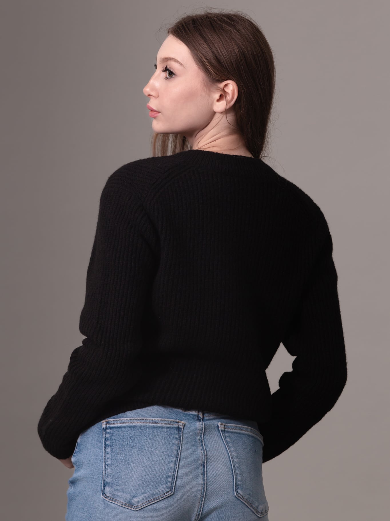 SWEATER BOUCLE V NECK RELAXED - 4