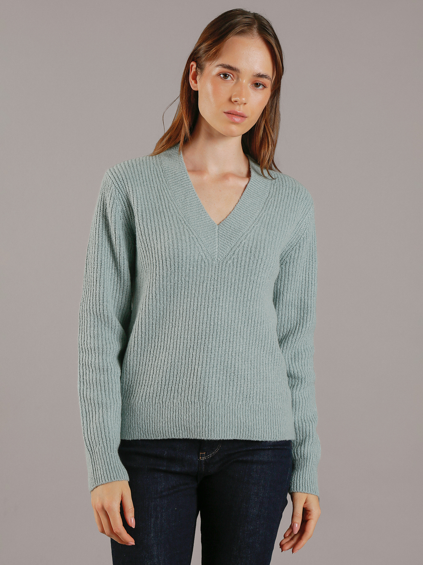 SWEATER BOUCLE V NECK RELAXED - 1