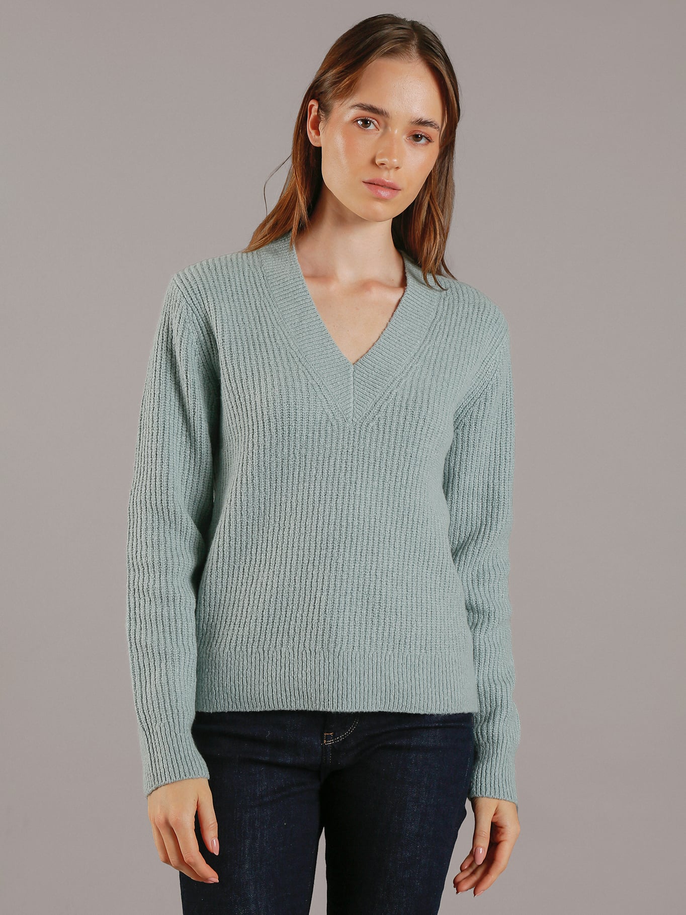 SWEATER BOUCLE V NECK RELAXED - 1