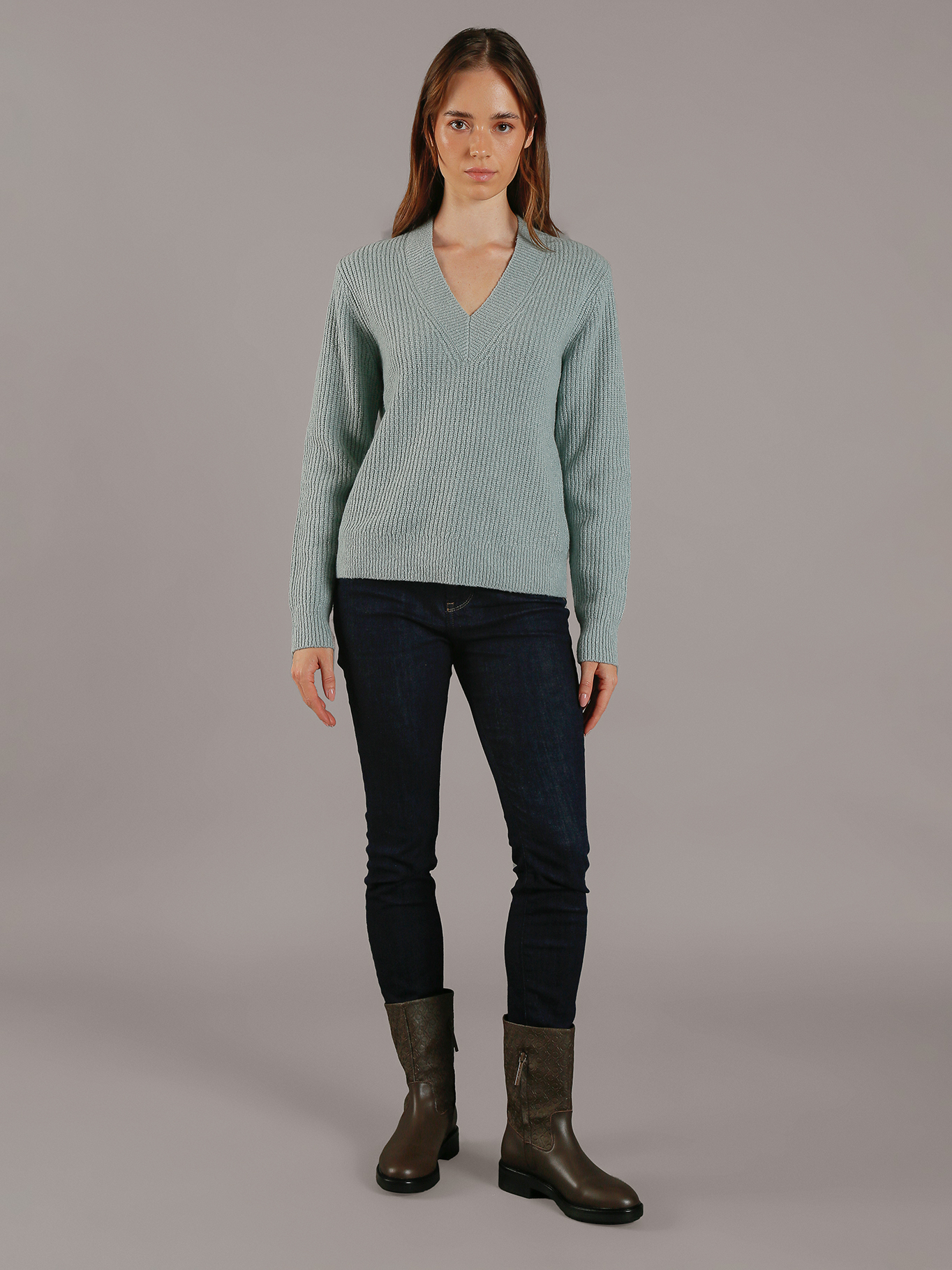 SWEATER BOUCLE V NECK RELAXED - 2