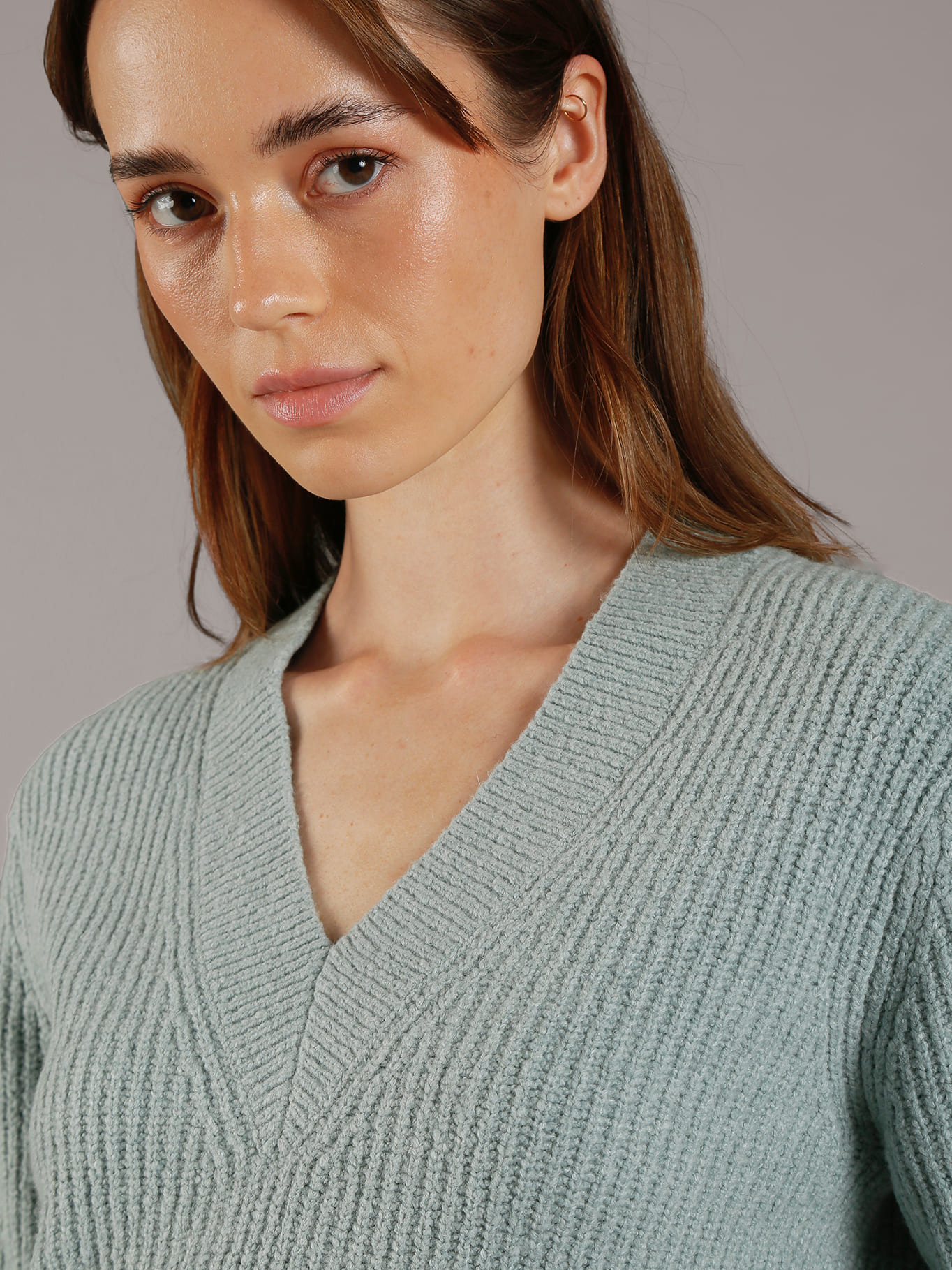 SWEATER BOUCLE V NECK RELAXED - 4