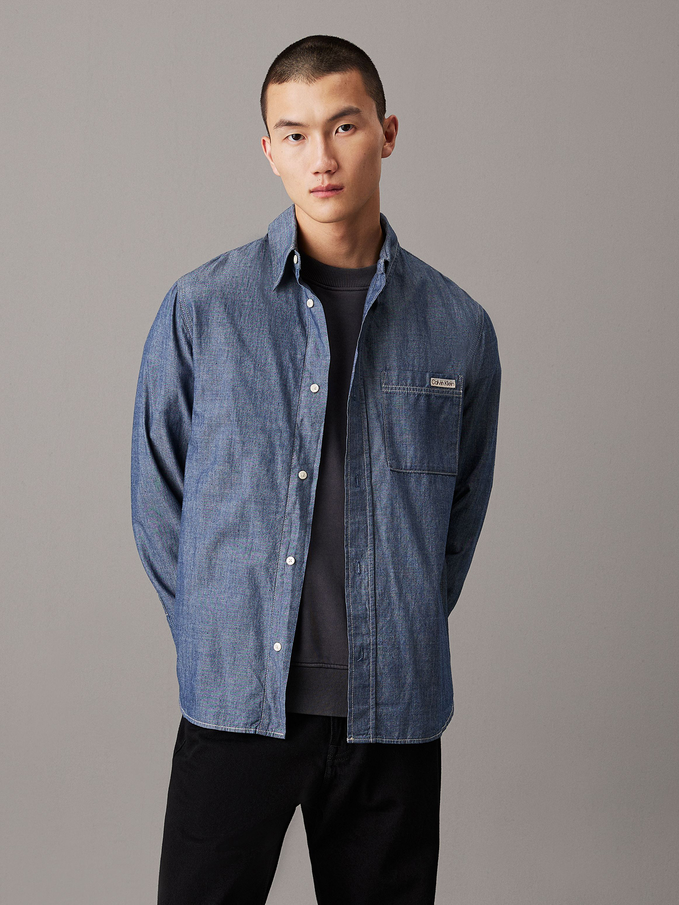 CAMISA ONE POCKET CHAMBRAY - 1