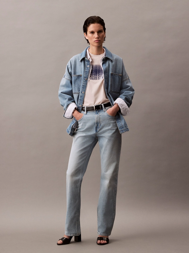 JEANS HIGH RISE STRAIGHT MARBLED BEA - 1