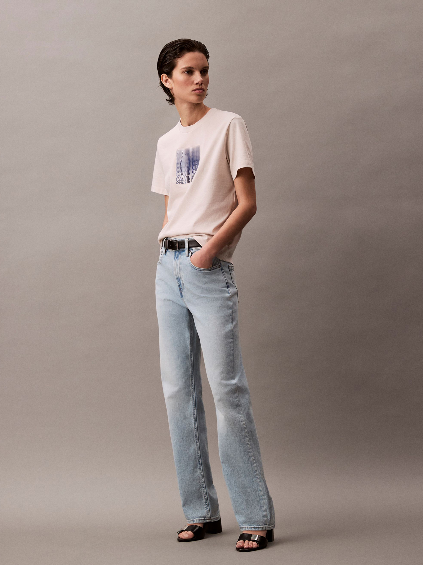 JEANS HIGH RISE STRAIGHT MARBLED BEA - 4