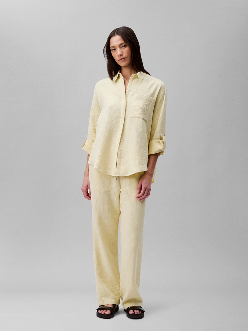 PANTALON DE GASA DOBLE CON CINTURA ELASTICA - 1