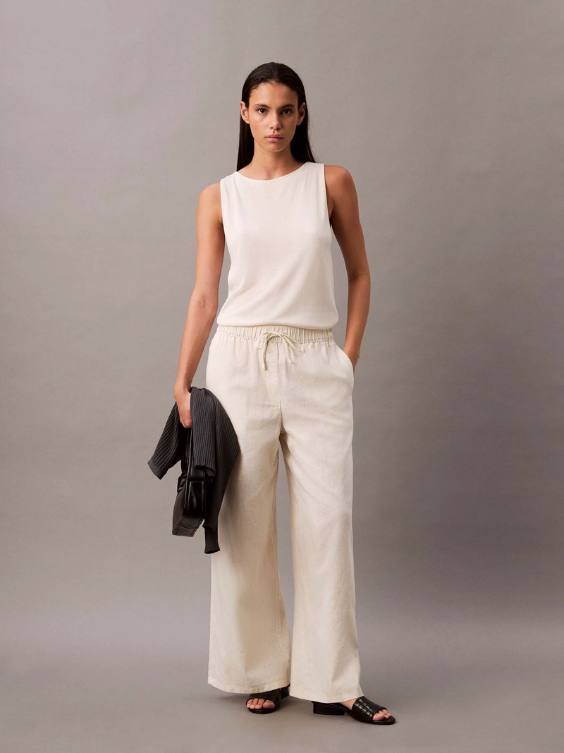 PANTALON DE LINO CON CINTURA ELASTICA - 1