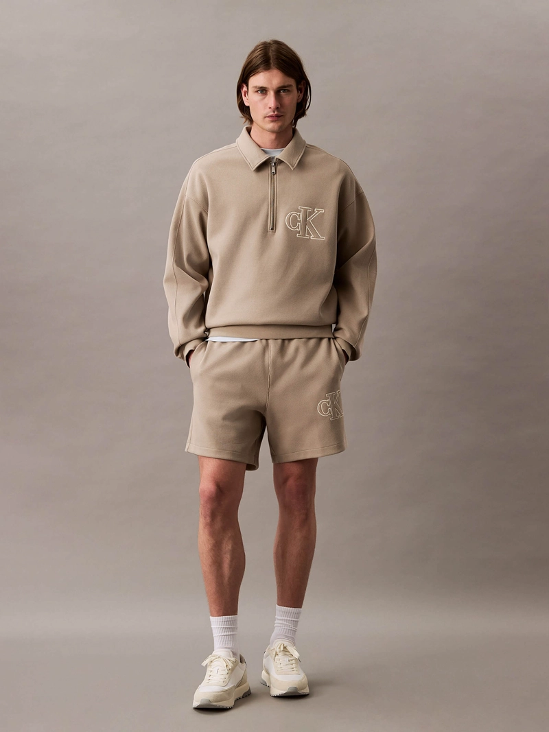 SHORT DE PUNTO DE CANALE  CON MONOGRAMA BORDADO - 1