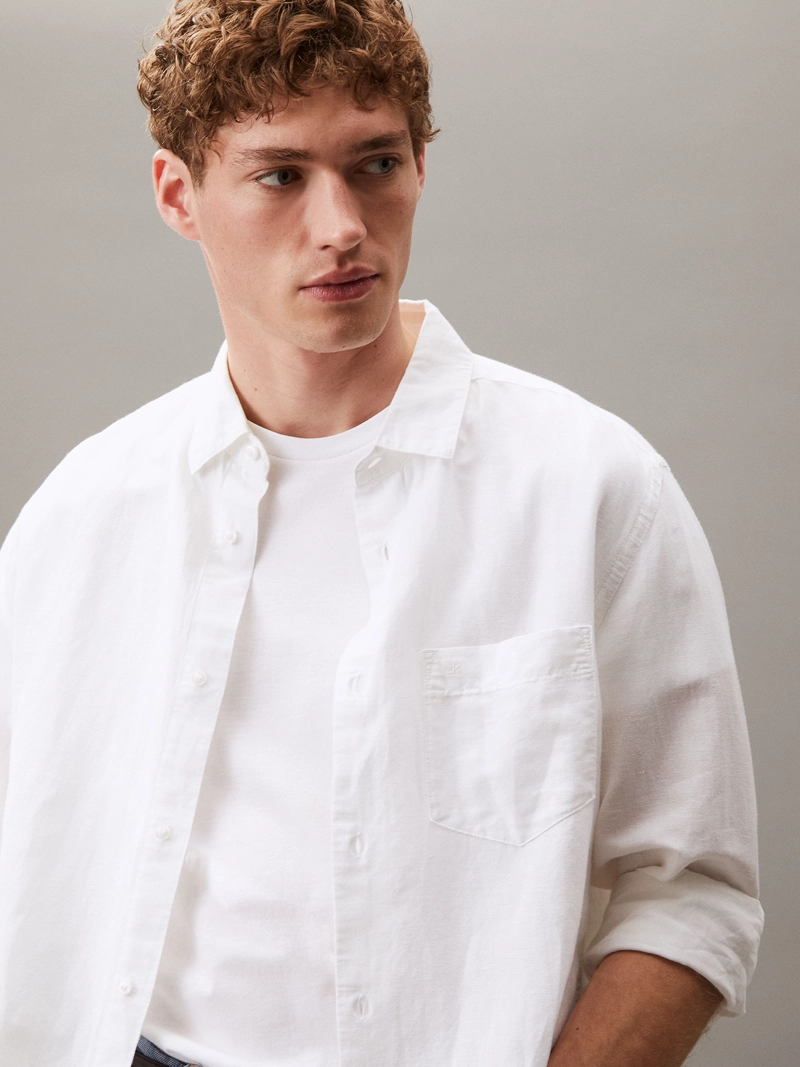 CAMISA REGULAR FIT DE LINO Y ALGODON - 4