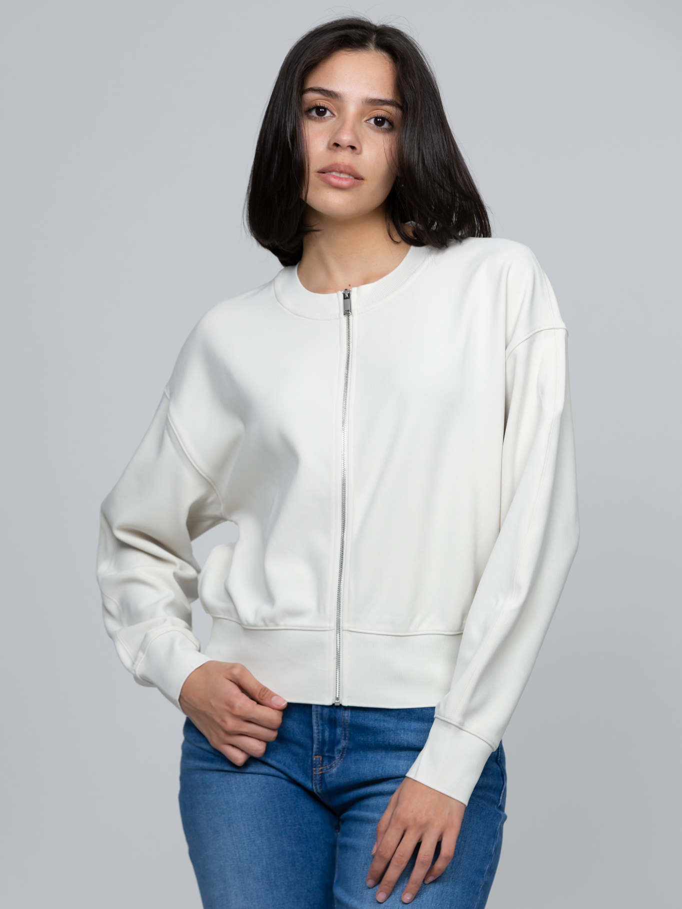 BLUSA DE CREPE  ELASTICO CON CREMALLERA - 1