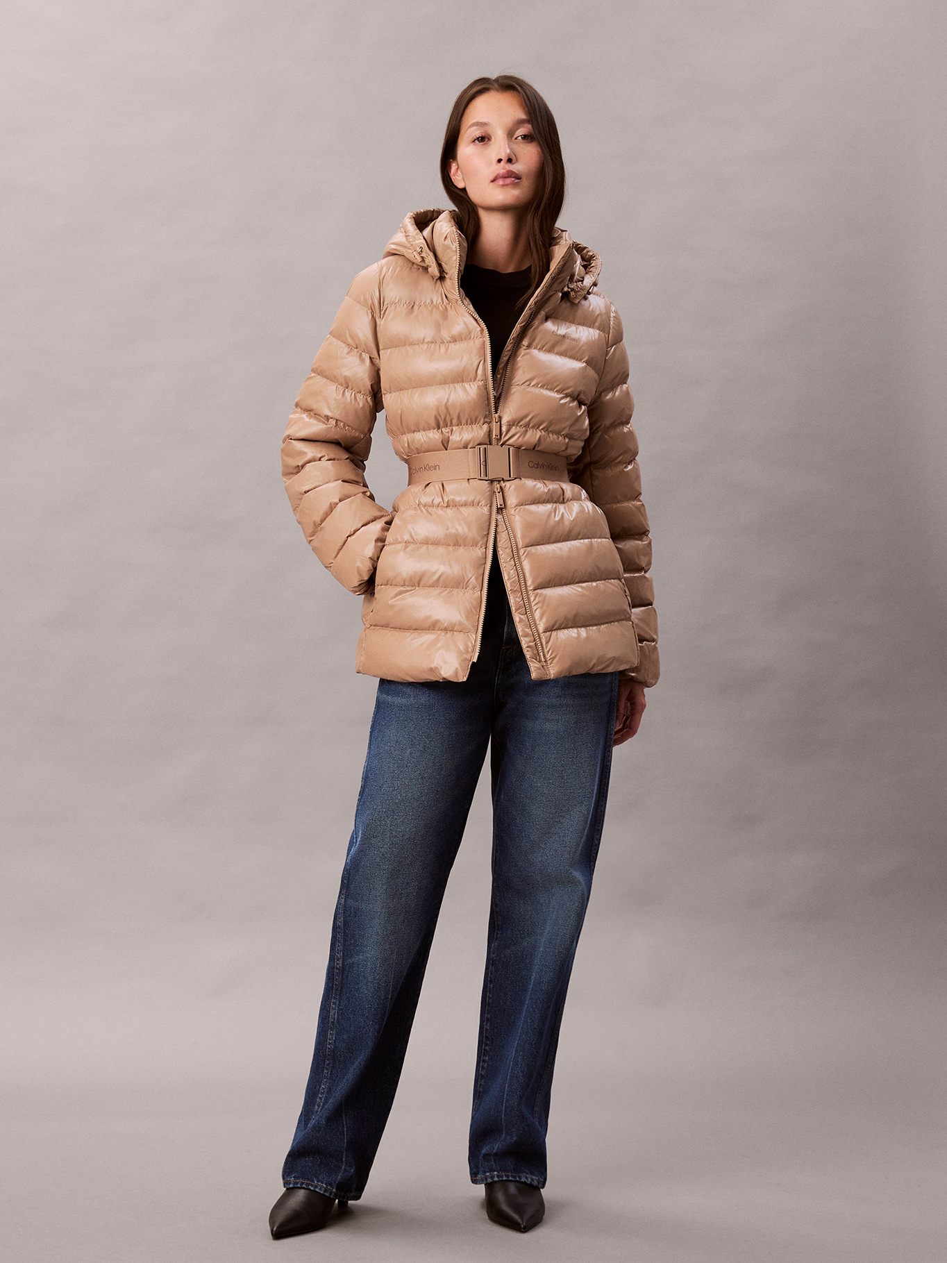 PARKA PUFFER DE PLUMAS LIGERA CON CINTURON - 2
